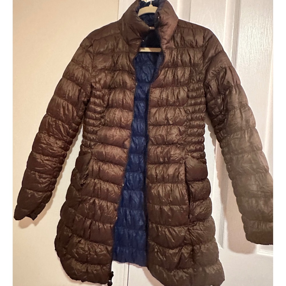 Laundry by Shelli‎ Segal Women's Reversible Puffer Coat Navy Bronze Size S